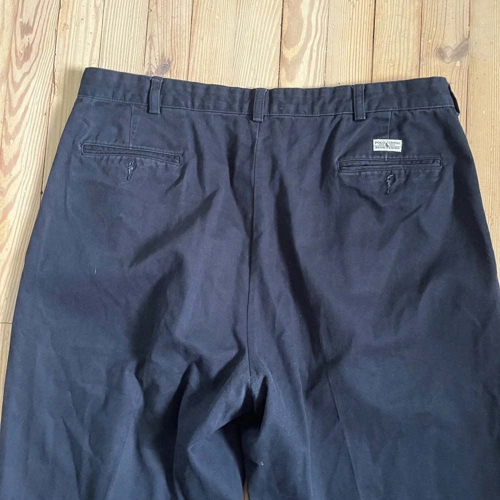 Polo Ralph Lauren Andrew Pant Men 40x34 Navy Blue Double Pleated Cotton Chinos
